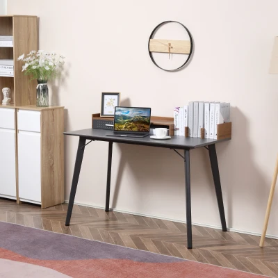 HOMCOM Student Desk for Bedroom w/Hutch 1 Drawer workstation Brown and Black
