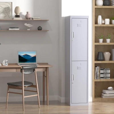 Vinsetto 1.8m Lockable Office Cabinet Storage Cold Rolled Steel w/ Shelves Grey