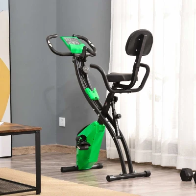 HOMCOM Cyclette pieghevole 105cm x 48cm x 118cm Verde, Nero