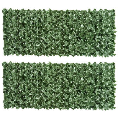 Outsunny Gard verde sintetic pentru balcon si gradina, gard viu artificial cu frunze verde inchis 240x100 cm, verde inchis