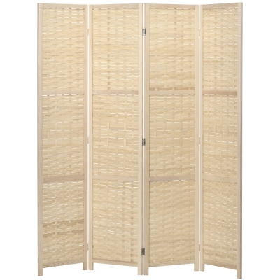 HOMCOM Separator de interior din lemn si bambus, perete de separare pliabil pentru casa si birou, inaltime 170 cm, maro