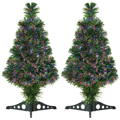 HOMCOM Set de 2 pomi de Craciun artificiali de 60 cm inaltime cu 55 de ramuri din PVC, Φ35x60 cm, verde