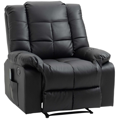 HOMCOM Massagesessel, Relaxsessel, 8 Vibrationspunkte, Liegefunktion, Kunstleder, schwarz, 94x99x99cm