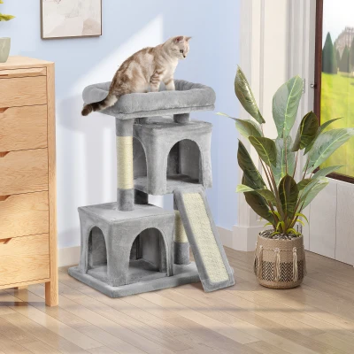 PawHut Albero Tiragraffi con Lettino 2 Casette e Pali Sisal