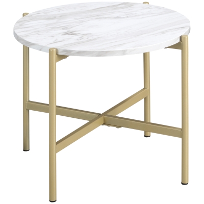 HOMCOM Beistelltisch im Industrie-Design 55 cm x 55 cm x 45 cm Gold + Weiß