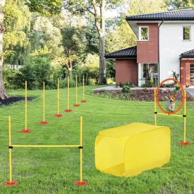 PawHut Dogs 4-Obstacle ABS Agility Training Set Yellow/Red