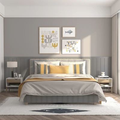 HOMCOM Set di 2 comodini 50cm x 39cm x 51cm Rovere, Bianco