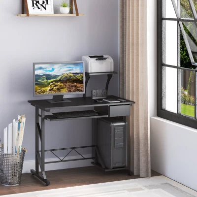 HOMCOM Scrivania per Computer 90cm x 50cm x 100cm Nero