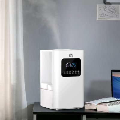 HOMCOM 6L Warm Cool Mist Humidifiers for Bedroom, Up to 13H for 40 ㎡, Quiet Air Humidifiers with Remote, LED Display, Auto Mode, White