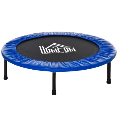 HOMCOM Cama Elástica Fitness Ø100 cm Trampolín de Acero con 36 Resortes con Protector de Borde Incluido para Entrenamiento Interior Carga Máx. 100 kg Negro y Azul