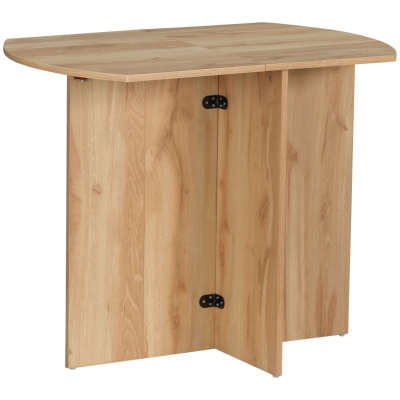HOMCOM Masa pliabila pentru economisirea spatiului, masa de bucatarie si sufragerie din lemn 90x60x74cm, stejar