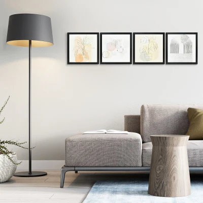 HOMCOM Quadro em Lona Moderno Pintura Abstrata  Impressão de 4 Peças de Arte de Parede Decoração Elegante 33x33cm Multicor