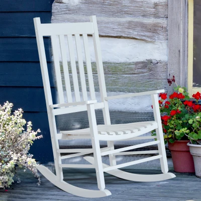 Outsunny Sedia a Dondolo 69 cm x 86 cm x 115 cm Bianco