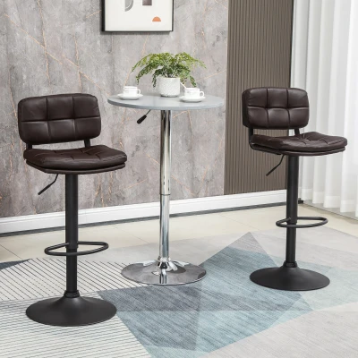 HOMCOM Height Adjustable Barstools Set of 2, Swivel Bar Stools with Footrest for Kitchen Counter, Home Bar