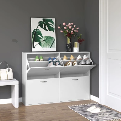 HOMCOM Scarpiera 120cm x 24cm x 81cm Bianco