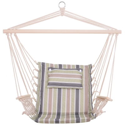 Outsunny Hängesessel mit Querstrebe und Kissen, Hängestuhl, hängesitz,h ängeschaukel, Leicht zu tragen, einfach verpackung und Aufbewahrung, bis 100 kg belastbar, mehrfarbig 100 x 106 cm