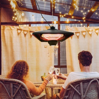 Outsunny Hanging Halogen Heater, 2000 W-Black