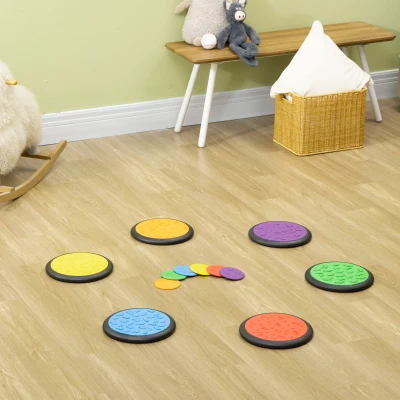 HOMCOM Kids 12-Piece Textured Sensory Pads, for Ages 3-8 Years - Multicoloured