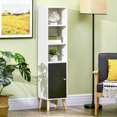 kleankin Freestanding Tall Bathroom Storage Cabinet, Floor Tallboy Cupboard Unit with Adjustable Shelves and Door Cabinet, White