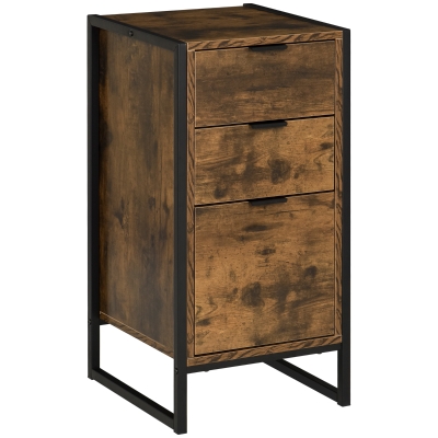 HOMCOM Kommode mit 3 Schubladen, Schubladenschrank in Industrie Stil, Beistellschrank, Büroschrank, Metall, 39 x 40 x 76,5 cm