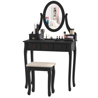 HOMCOM Schminktisch Frisierkommode Frisiertisch Kosmetiktisch (Modell6/ Schwarz )