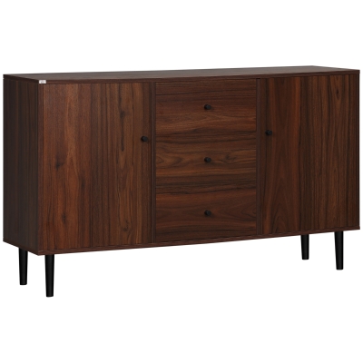 HOMCOM Aparador de Salón tipo Buffet con 2 Armarios 3 Cajones y Estantes para Sala de Estar Comedor 127x40x76 cm Marrón