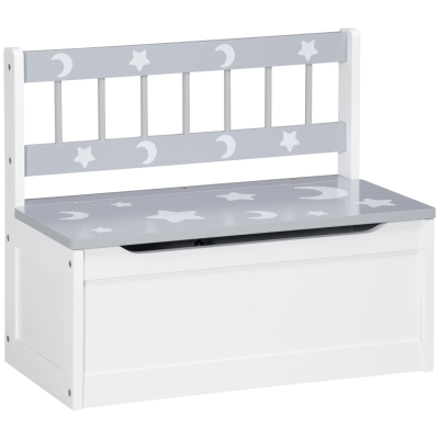 ZONEKIZ 2 en 1 Banco Infantil con Baúl de Almacenamiento para Niños de +18 Meses Carga 50 kg 60x30x50 cm Gris y Blanco