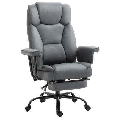 Vinsetto Swivel reclining Office Chair retractable footrest imitation cloth PU