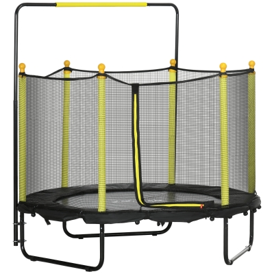ZONEKIZ Cama Elástica Infantil Ø110 cm Trampolín para Niños de 1-10 Años con Red de Seguridad Ø140x120-140 cm Negro