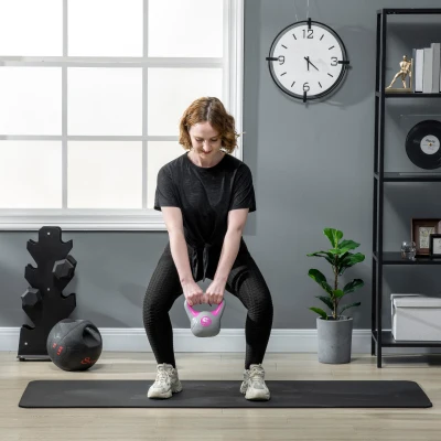 SPORTNOW Kettlebell 2kg Rosa in PU con Base Piatta e Impugnatura