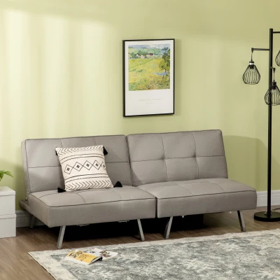 HOMCOM Banquette 3 Places Convertible Gris