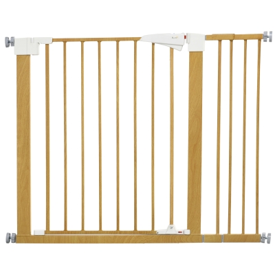 PawHut Barrera de Seguridad para Perros Extensible 77-103 cm con Mango Luminoso y Cierre para Escaleras y Puertas