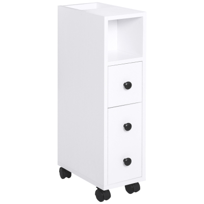 HOMCOM Badezimmerschrank mit 2 Schubladen weiß 18 cm x 30 cm x 68,5 cm