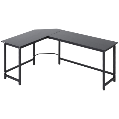 Vinsetto Computertisch Schreibtisch Eckschreibtisch höhenverstellbar Metall Schwarz 168 x 120 x 75 cm