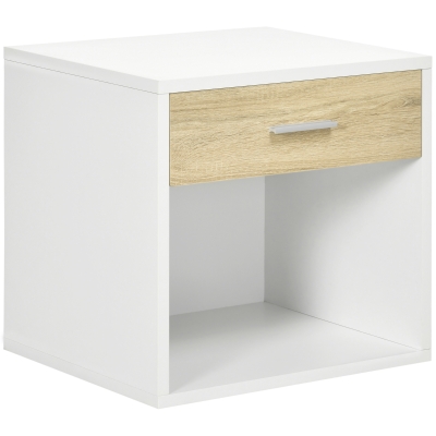 HOMCOM Nachttisch, Nachtschrank, mit Schublade in Holzoptik, weiß, 47,5 x 40 x 45cm