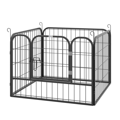 PawHut Parque para Perros de 4 Paneles Parque de Juegos Plegable para Mascotas para Exterior e Interior 82x82x60 cm Gris