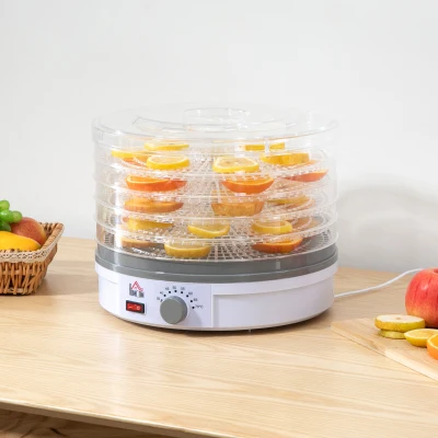 HOMCOM 5 Tier Food Dehydrator, 245W Food Dryer Machine with Adjustable Temperature Control for Drying Fruit, Meat, Vegetable, Jerky and Pet Treat, White