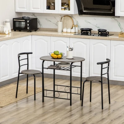 HOMCOM 3-Piece Bistro Set, 1 Table, 2 Chairs, 80cm x 53cm x 74.5cm, Black