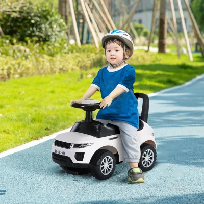 HOMCOM 3-in-1 Ride On Car Foot To Floor Slider Toddler w/ Horn Steering Wheel NO POWER Manual Under Seat Storage Safe Design for 1-3 Year Old White
