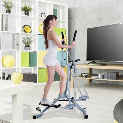 HOMCOM Crosstrainer, Heimtrainer, LCD-Display, einstellbares Brustpolster, Stahl, Silber, 96 x 60 x 152cm