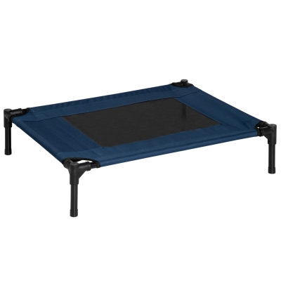 PawHut Cama Elevada para Perros Gatos Portátil Cama para Mascotas con Zona de Malla Transpirable y Tela Oxford Marco de Acero para Interior Exterior 76,2x61x18 cm Azul