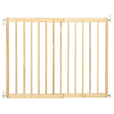 PawHut Türschutzgitter, Einhandbedienung, mit Druckhaltern, 102 cm x 2 cm x 73 cm, Natur