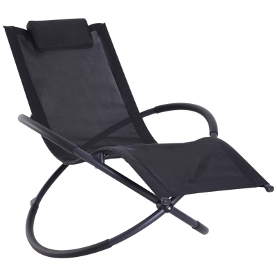 Outsunny Zero Gravity Patio Lounger Black Folding Chair