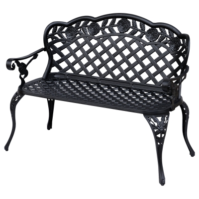 Outsunny Garden Bench Cast Aluminium 107x58x85cm - Black