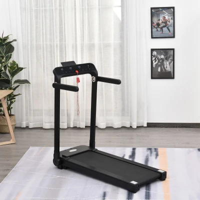 HOMCOM 600W Foldable Motorised Treadmill with LCD Black