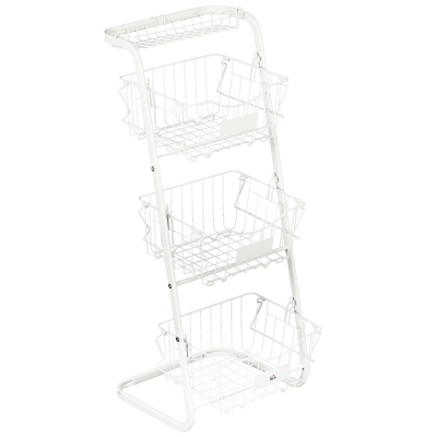 HOMCOM Cesta de Frutas y Verduras de 3 Niveles Organizador de Cestas Apilables y Extraíbles 42,5x36,5x91 cm Blanco