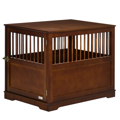 PawHut Hundekäfig inkl. Verriegelung, erhöhter Stand, Transportbox, 80,5 cm x 59,5 cm x 67,5 cm, Braun