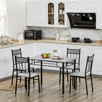 HOMCOM Set 5pz Tavolo da Pranzo Rettangolare e 4 Sedie da Pranzo