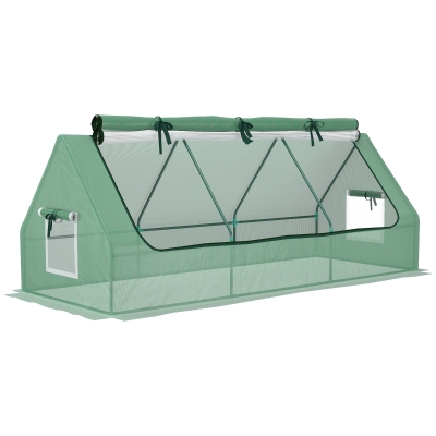 Outsunny Mini-Gewächshaus, wetterbeständig, aufrollbares Fenster, 240 cm x 90 cm x 90 cm, Grün