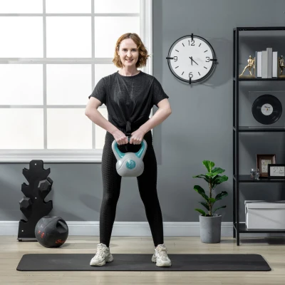 SPORTNOW Kettlebell 10kg PU Base Piatta 22x16x26 cm, Verde Scuro